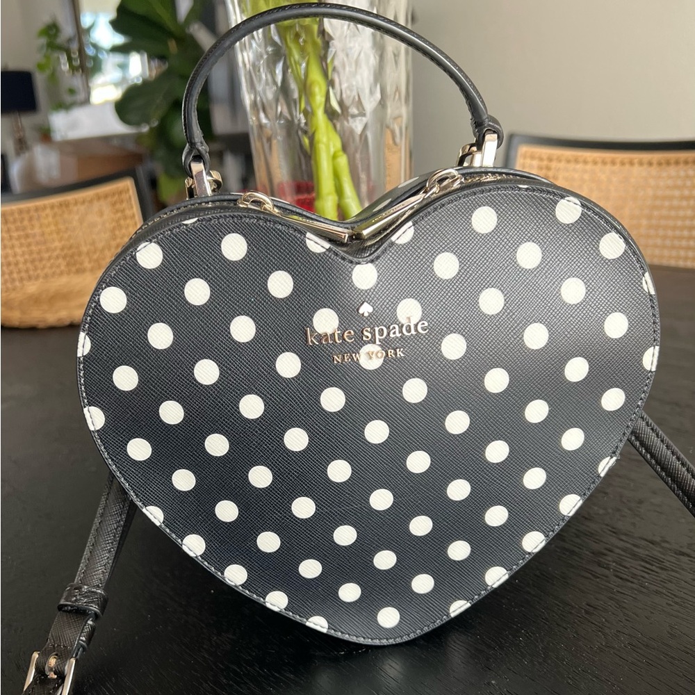 🩷 Kate Spade Black Polka Dot Heart Bag